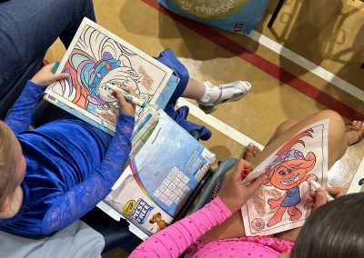 Students colouring at the let's dance competition